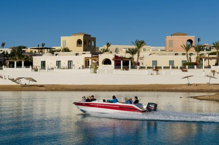 El Gouna hotel speedboat with touristsのeditorial素材