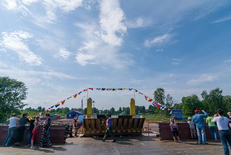 People on a ferry at Volgaのeditorial素材
