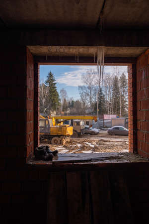 Construction site at winterの写真素材