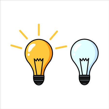 Illustration of light bulbs luminous and dimmed.のイラスト素材
