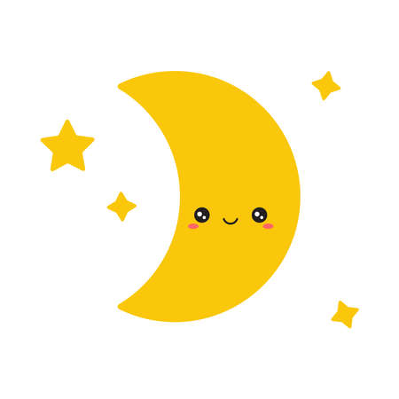 Vector cute illustration of a smiling half moon.のイラスト素材