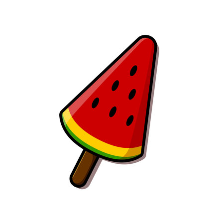 Cartoon illustration of watermelon ice cream isolated on white background.のイラスト素材