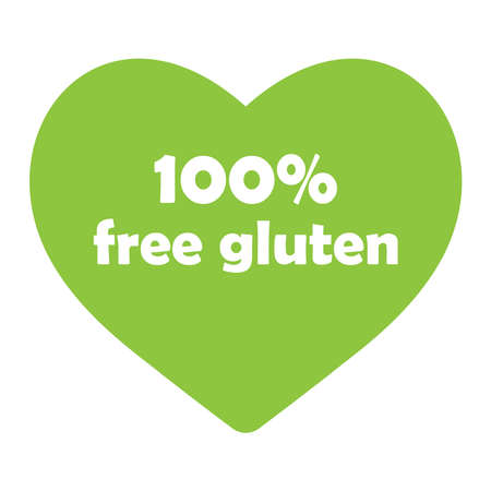 Green heart with inscription gluten free. Eco packaging, sticker, healthy food.のイラスト素材