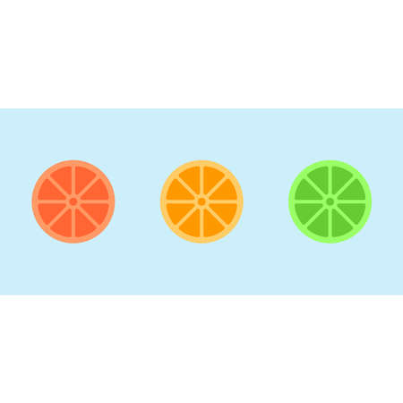 Flat simple illustration of lime, grapefruit and orange slices. Vector image.のイラスト素材