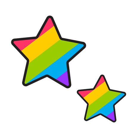 Simple flat illustration of two stars in rainbow colors.のイラスト素材