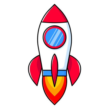 Cute cartoon rocket illustration. Vector color imageのイラスト素材