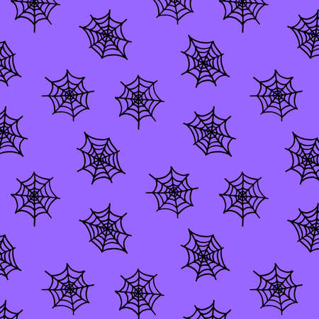 Web patern on a purple background. Halloween pattern.のイラスト素材
