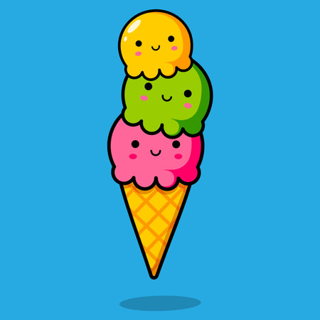 Image of three multicolored ice cream balls. Vector illustration.のイラスト素材