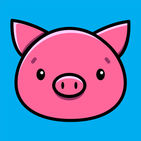 Cartoon image of a cute pink pig head. Vector illustrationのイラスト素材