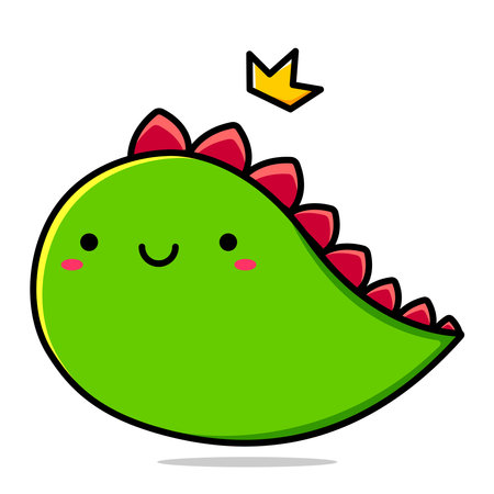 Cartoon image of a green dinosaur and a yellow crown. Dinosaur in the crown. Vector illustrationのイラスト素材