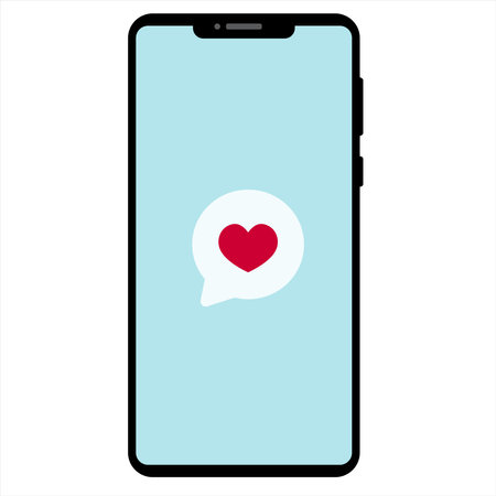 Simple flat illustration of smartphone. Love message. Vector illustrationのイラスト素材