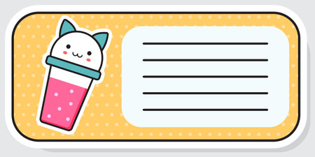 Notebook label. Glass with a cocktail. Baby stickers. Vector illustrationのイラスト素材