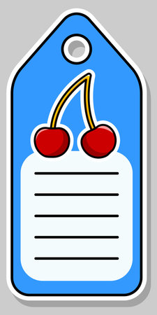 Cartoon cherry. Notebook label. Note label. Vector stickersのイラスト素材
