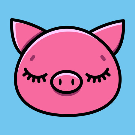 Cute cartoon illustration of a sleeping pig. Vector illustrationのイラスト素材