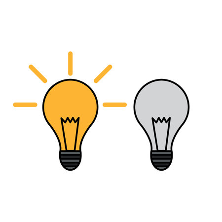 Yellow and gray light bulb on a white background. Vector illustrationのイラスト素材