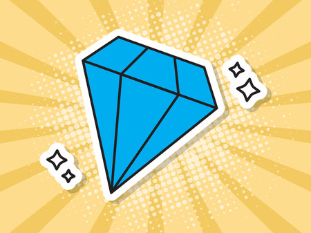 Pop art poster. Blue diamond on a yellow background. Vector illustrationのイラスト素材