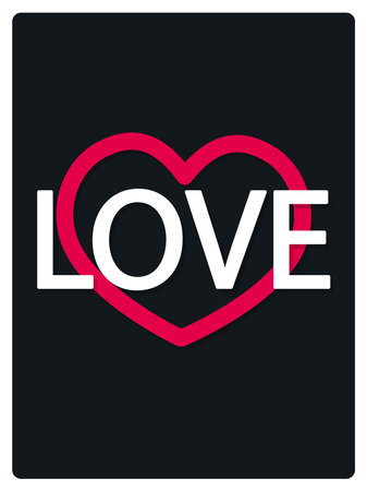 Postcard Love. Bright pink heart. Neon heart. Vector illustrationのイラスト素材