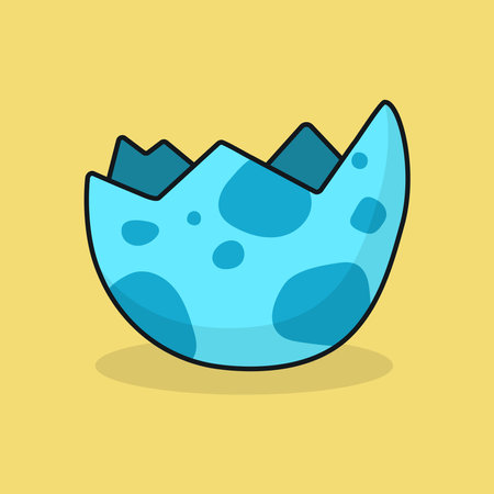 Dinosaur egg. Broken shell. Cartoon vector illustration