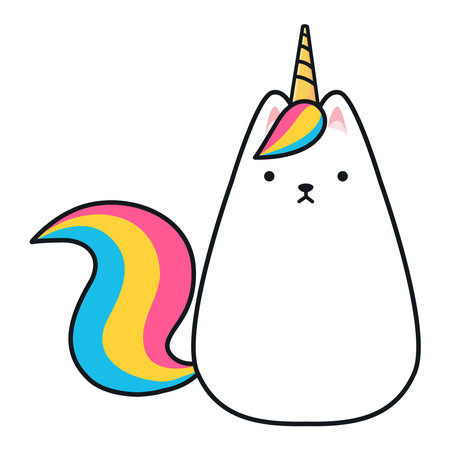 Cartoon funny cat unicorn. Vector illustrationのイラスト素材
