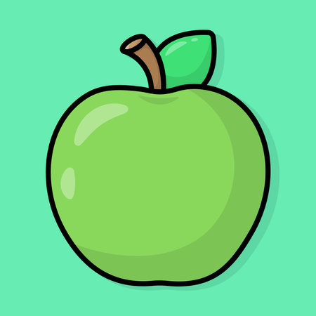 Cartoon bright green apple. Vector illustrationのイラスト素材