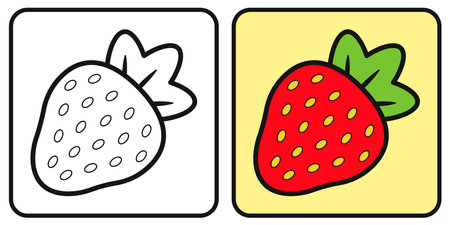 Coloring book or coloring book for children. The outline of a strawberry. Vector illustration.のイラスト素材