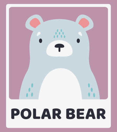 Cute polar bear. Animal portraits. Educational cards for children. Simple vector illustrations.のイラスト素材