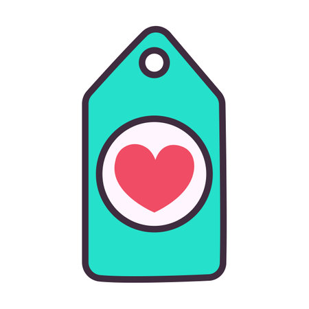 Valentines day traditional decoration. Illustrations in cartoon style. Tag with heart symbolのイラスト素材