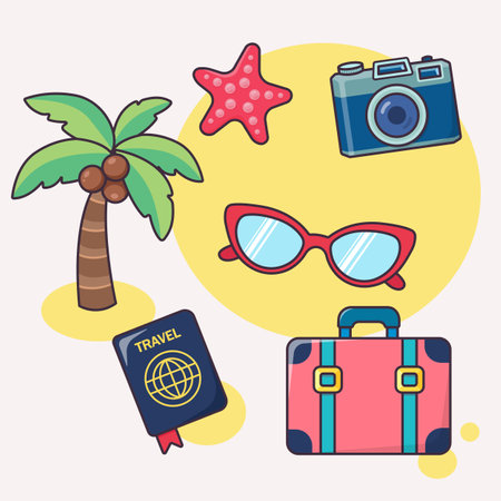 Set of summer elements. Travel, vacation clipart. Vector illustrationのイラスト素材