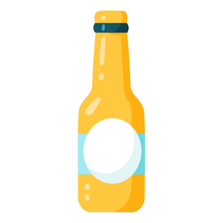 Yellow bottle. Lemonade. Beer. Vector illustration in flat styleのイラスト素材
