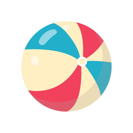 Striped beach ball. Beach accessories. Vector illustration in flat styleのイラスト素材