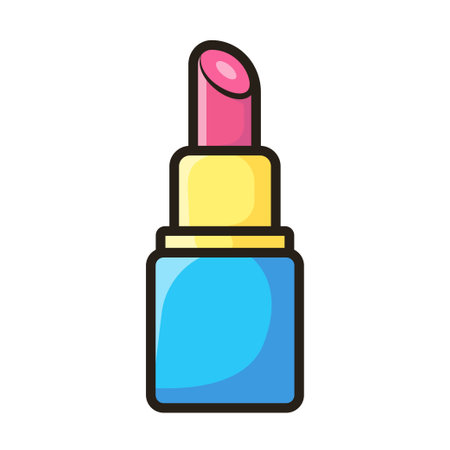 Pink cartoon lipstick. Decorative cosmetics. Vector illustration in flat styleのイラスト素材