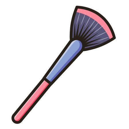 Cartoon Brush. Powder brush, blush brush, highlighter brush. Decorative cosmetics. Vector illustration in flat styleのイラスト素材