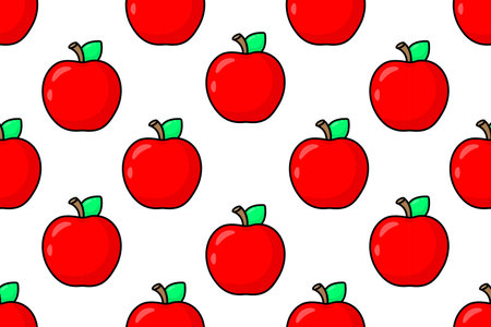 Seamless pattern ripe red apple. Vector illustrationのイラスト素材