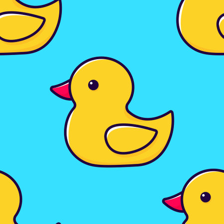 Seamless pattern yellow rubber duck. Vector illustrationのイラスト素材