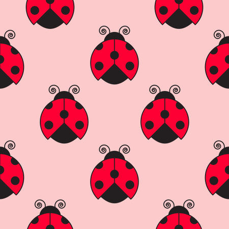 Seamless pattern. Red ladybug. Vector illustrationのイラスト素材