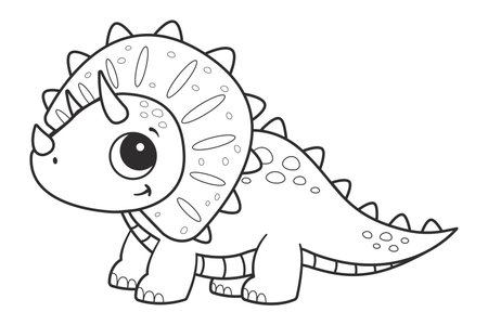 Coloring page with a picture of a cute dinosaur. Coloring book for children and adultsのイラスト素材
