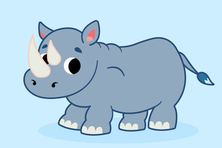 Cute cartoon rhinoceros. Childrens vector illustrationのイラスト素材