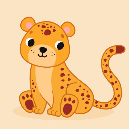 Cute cartoon leopard. Illustration for children. Vector illustrationのイラスト素材