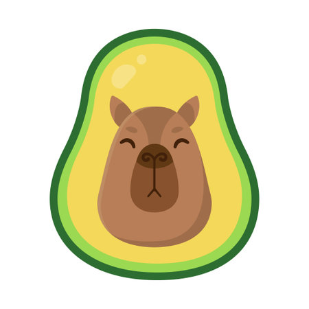 Cute capybara - avocado. Vector illustration.のイラスト素材