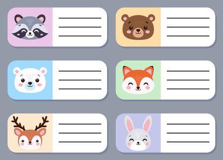 Forest animal stickers. Hand-drawn. Vector illustrationのイラスト素材
