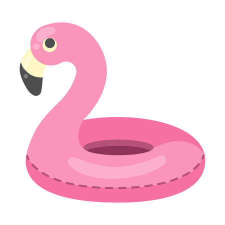 Inflatable flamingo. Swimming ring. Vector illustrationのイラスト素材