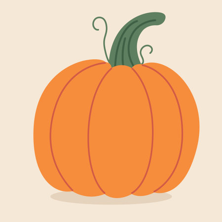 Ripe autumn pumpkin. Hand-drawn. Vector illustration in flat styleのイラスト素材
