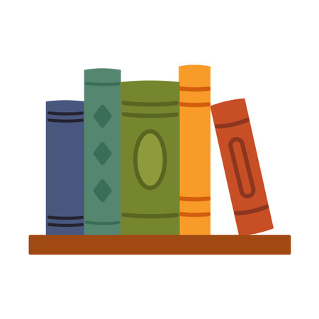 A shelf with colorful books. Vector illustration in flat styleのイラスト素材