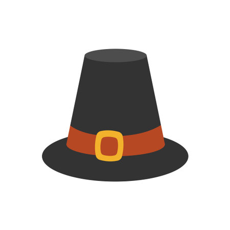 Pilgrim hat. Thanksgiving design. Isolated background. Vector flat illustrationのイラスト素材