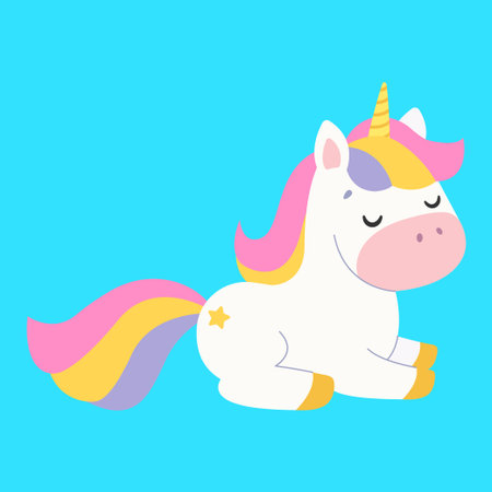 Cute unicorn. Isolated background. Flat style vector illustration.のイラスト素材