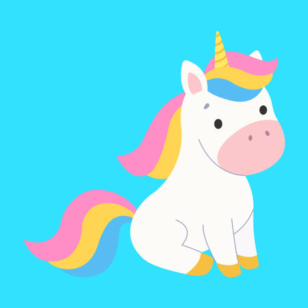 Cute unicorn. Isolated background. Flat style vector illustration.のイラスト素材