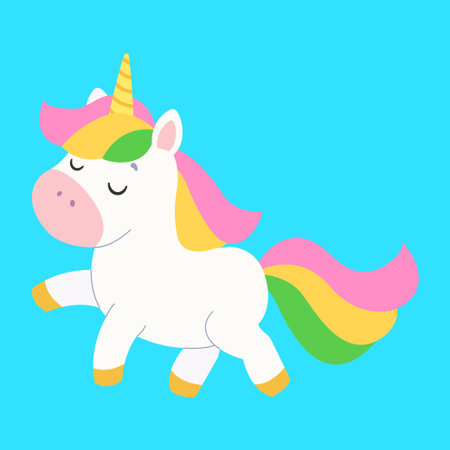 Cute unicorn. Isolated background. Flat style vector illustration.のイラスト素材