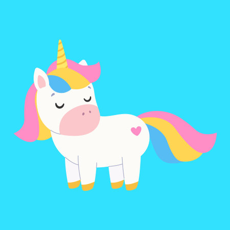 Cute unicorn. Isolated background. Flat style vector illustration.のイラスト素材
