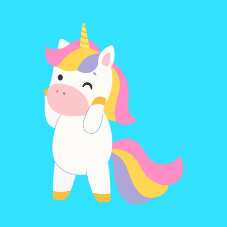 Cute unicorn. Isolated background. Flat style vector illustration.のイラスト素材