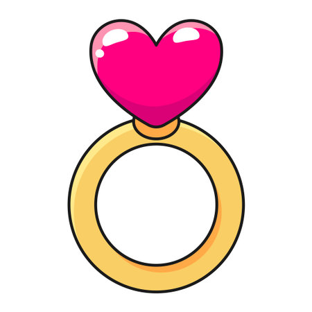 Cartoon ring with a heart. Isolated white background. Vector illustration.のイラスト素材